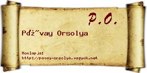 Pávay Orsolya névjegykártya
