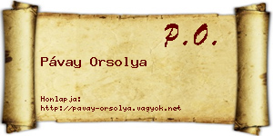 Pávay Orsolya névjegykártya